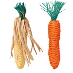 TRIXIE Set of Straw Toys Набор игрушек для грызунов, морковь + кукуруза - фото