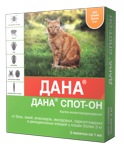 ДАНА СПОТ-ОН (Фипронил) капли на холку для кошек от 3 кг (1 пипетка х 1 мл) Api - фото