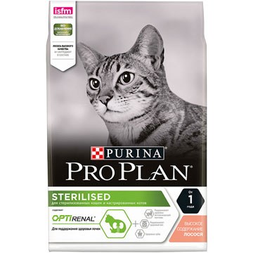 PRO PLAN Sterilised (1,5 кг) с лососем для стерилизованных кошек и кастрированных котов - фото