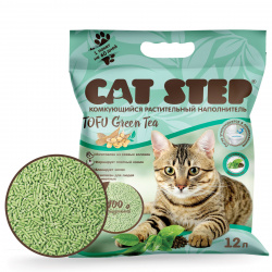 CAT STEP Tofu Green Tea (12 л) Наполнитель растительный комкующийся - фото