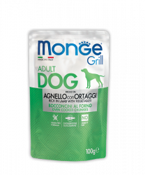 MONGE DOG Grill Lamb & Vegetables (пауч 100 г) кусочки с ягненком и овощами для собак - фото