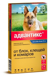 АДВАНТИКС (ADVANTIX) Капли на холку для собак массой 25-40 кг (1 пипетка х 4 мл) Bayer-Elanco (Имидаклоприд + перметрин) - фото