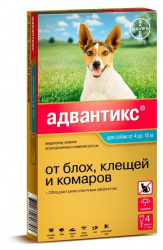 АДВАНТИКС (ADVANTIX) Капли на холку для собак массой 4 - 10 кг (1 пипетка х 1 мл) Bayer-Elanco (Имидаклоприд + перметрин) - фото