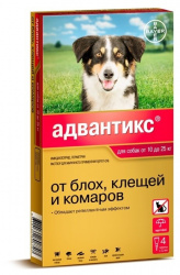АДВАНТИКС (ADVANTIX) Капли на холку для собак массой 10 - 25 кг (1 пипетка х 2,5 мл) Bayer-Elanco (Имидаклоприд + перметрин) - фото