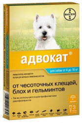АДВОКАТ (ADVOCATE) Капли на холку для собак массой 4-10 кг (1 пипетка х 1 мл) Bayer-Elanco (Имидаклоприд 10%+ моксидектин 2,5%) - фото