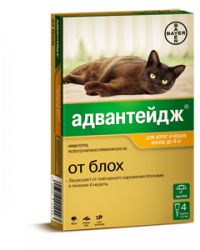 АДВАНТЕЙДЖ 40 (Имидаклоприд) Капли на холку для кошек массой до 4 кг (1 пипетка х 0,4 мл) Bayer-Elanco - фото