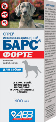 БАРС ФОРТЕ Спрей инсектоакарицидный для собак (100 мл) АВЗ (Фипронил + регулятор роста) - фото