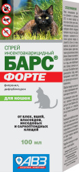 БАРС ФОРТЕ Спрей инсектоакарицидный для кошек (100 мл) АВЗ (Фипронил + регулятор роста) - фото