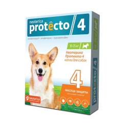 ПРОТЕКТО 4 (Protecto) Капли на холку для собак 10 - 25 кг (1 пипетка х 2,5 мл) Экопром-Neoterica (Имидаклоприд + этофенпрокс + пирипроксифен) - фото