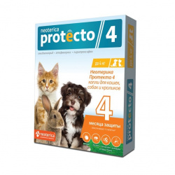 ПРОТЕКТО 4 (Protecto) Капли на холку для собак, кошек и кроликов до 4 кг (1 пипетка х 0,4 мл) Экопром-Neoterica (Имидаклоприд + этофенпрокс + пирипроксифен) - фото