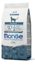 MONGE CAT MONOPROTEIN Sterilised Trout (400 г) с форелью для стерилизованных кошек - фото