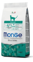 MONGE CAT HAIRBALL (400 г) для выведения волосяных комочков для взр. кошек - фото