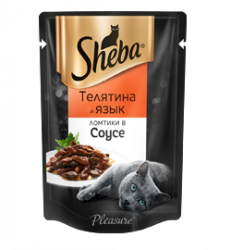SHEBA® Pleasure (75 г) телятина и язык, ломтики в соусе - фото