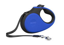 XCHO Поводок-рулетка размер S, синий/черный (лента, 5 м, до 15 кг, X007)  - фото