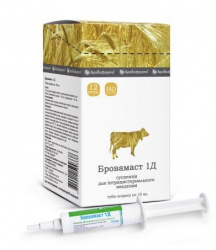 БРОВАМАСТ 1Д Суспензия для интерцистернального введения (шприц-туба 10 мл) Бровафарма (Клоксациллин + неомицин + преднизолон) - фото