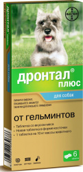 ДРОНТАЛ Плюс (DRONTAL Plus) Антигельминтик для собак (1 табл.) Bayer-Elanco (Фебантел 150 мг + празиквантел 50 мг + пирантел 144 мг) - фото