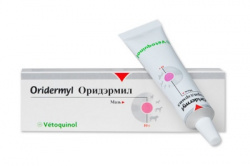 ОРИДЭРМИЛ (Oridermyl) Мазь для ушей, для собак и кошек (10 г) Vetoquinol (Перметрин + неомицин + нистатин + триамцинолон) - фото
