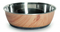 CAMON Миска металлическая с принтом древесины (2,6 л, 24 см) - фото