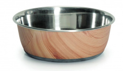 CAMON Миска металлическая с принтом древесины (1,76 л, 20,5 см) - фото