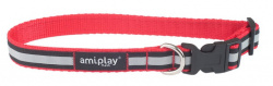 AMIPLAY Collar Shine XL (красный, 45-70 см/25 мм) Ошейник для собак, нейлон  - фото