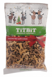 TiTBiT Новогодняя коллекция - Бисквиты мясные мини косточки (120 г) - фото