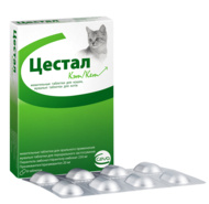 ЦЕСТАЛ Кэт (CESTAL Cat) Антигельминтик для кошек, 1 жевательная табл. CEVA (Празиквантел 20 мг + пирантел 230 мг) - фото