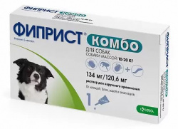 ФИПРИСТ КОМБО для собак 10-20 кг (1 пипетка х 1,34 мл) KRKA (Фипронил 10% + S-метопрен 9%)  - фото