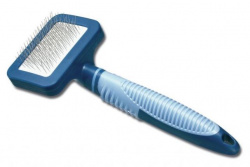 CAMON Пуходерка пластик с прорезиненной ручкой синяя (7 x 5 x 17,5 см) - фото