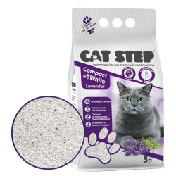 CAT STEP Compact White Lavender (5 л) Комкующийся минеральный наполнитель, ароматизированный - фото