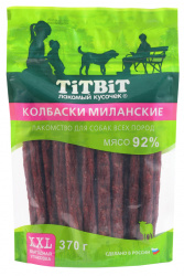 TiTBiT Колбаски Миланские для собак XXL (370 г) - фото