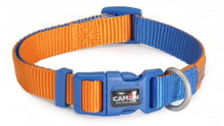 CAMON Ошейник регулируемый двухцветный оранжевый/синий (2,5 x 48~66 см) - фото