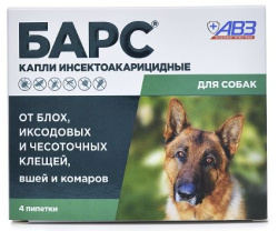 БАРС Капли для собак до 10 кг против блох и клещей (1 пипетка х 0,67 мл) АВЗ (Фипронил + цифлутрин + пиперонилбутоксид + дифлубензурон )  - фото