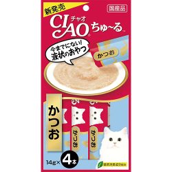 INABA CIAO Churu (14 г х 4 шт) тунец Кацуо, пюре для кошек - фото