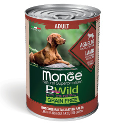 MONGE DOG BWild Adult Agnello (банка 400 г) из ягненка с тыквой и кабачками для взр. собак  - фото