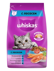 WHISKAS «Подушечки с паштетом. Аппетитный обед с лососем» (1 кг на развес) для взрослых кошек - фото