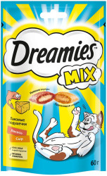DREAMIES MIX подушечки с лососем и сыром для кошек (60 г) - фото