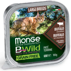 MONGE CAT BWild GF Large Breeds Buffalo (лоток 100 г) паштет с мясом буйвола и овощами для крупных кошек - фото