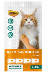 МНЯМС Крем-лакомство для кошек, с курицей (15 г х 4 шт) - фото