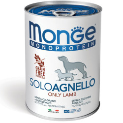 MONGE SOLO Monoprotein Lamb (банка 400 г) монопротеиновый паштет из ягненка для собак - фото