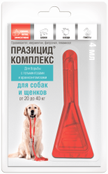 ПРАЗИЦИД - КОМПЛЕКС для щенков и собак от 20 до 40 кг (1 пипетка 4 мл) Api (Празиквантел 10,2% + ивермектин 0,5% + фипронил 10% + левамизол 2,5%) - фото