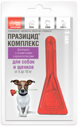 ПРАЗИЦИД - КОМПЛЕКС для щенков и собак от 5 до 10 кг (1 пипетка 1 мл) Api (Празиквантел 10,2% + ивермектин 0,5% + фипронил 10% + левамизол 2,5%) - фото