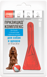 ПРАЗИЦИД - КОМПЛЕКС для щенков и собак от 10 до 20 кг (1 пипетка 2 мл) Api (Празиквантел 10,2% + ивермектин 0,5% + фипронил 10% + левамизол 2,5%) - фото
