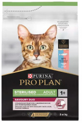 PRO PLAN STERILISED OPTISAVOUR (3 кг) с треской и форелью для стерилизованных кошек  - фото