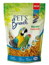 PETS BRUNCH Biscotti Fruits Soft (230 г) функциональный десерт для средних и крупных птиц - фото