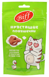 BIFF Хрустящие подушечки для кошек с паштетом из утки (60 г) - фото