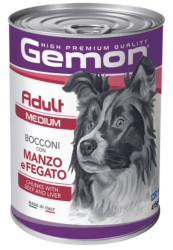 GEMON DOG Adult Medium Bocconi with beef & liver (415 г) кусочки с говядиной и печенью для собак  - фото