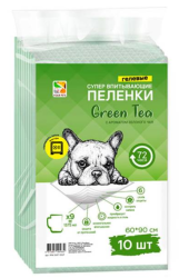 FOUR Pets Green Tea Пеленки для собак, с ароматом зеленого чая,10 шт (60 х 90 см) - фото