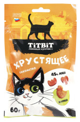 TITBIT Лакомство хрустящее с курицей для кошек (60 г) - фото