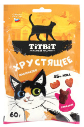TITBIT Лакомство хрустящее с говядиной для кошек (60 г) - фото