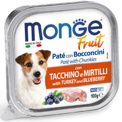MONGE FRUIT Pate with Turkey-Blueberry (лоток 100 г) паштет с индейкой и черникой для собак - фото